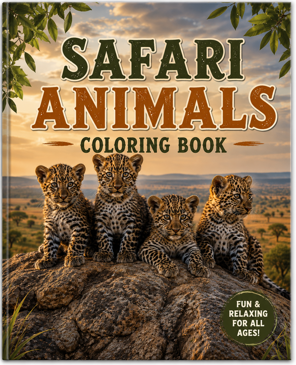 Safari Animals Coloring Book (30 coloring pages) (Landscape)