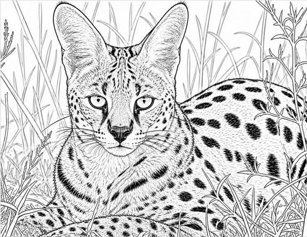 Safari Animals Coloring Book (30 coloring pages) (Landscape)
