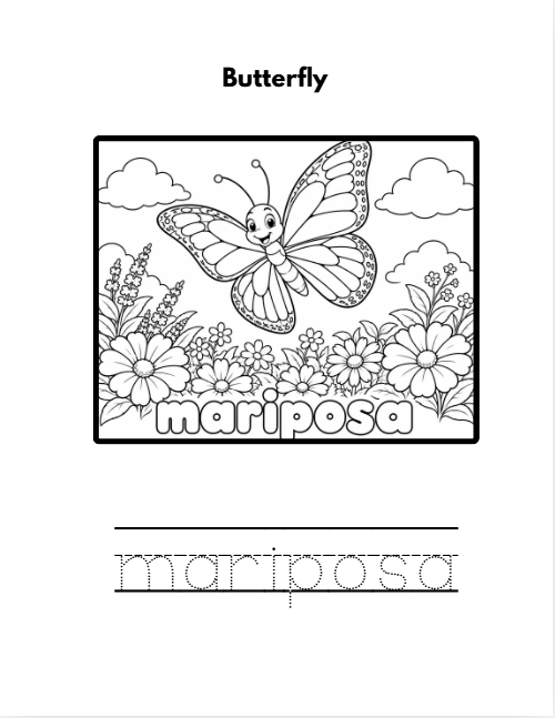English/Espanol Animals A-Z Tracing Coloring Book