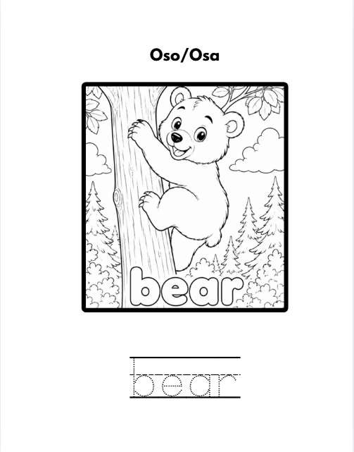 English/Espanol Animals A-Z Tracing Coloring Book