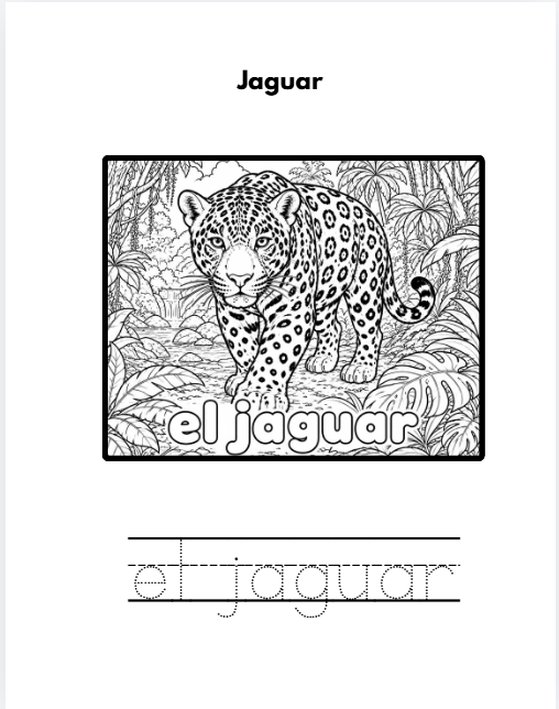 English/Espanol Animals A-Z Tracing Coloring Book