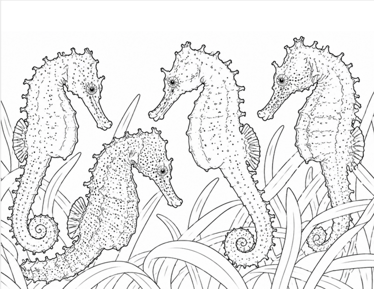 Under the Sea Coloring Book (30 coloring pages) (Landscape)