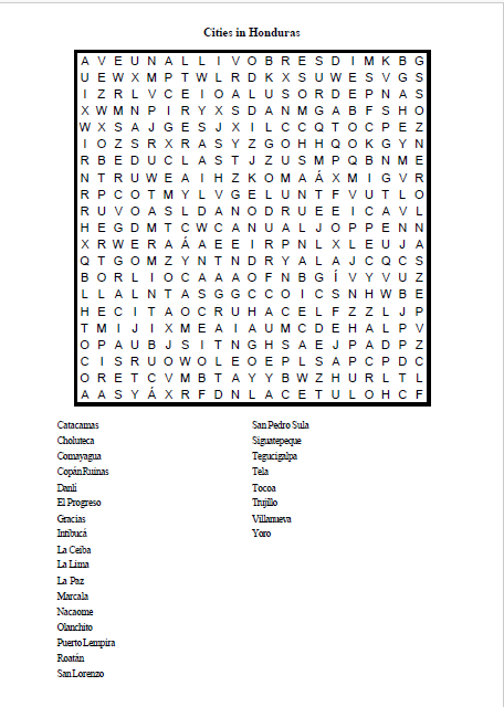 Mots mêlés des villes du monde : plus de 1000 mots, 60 pays !